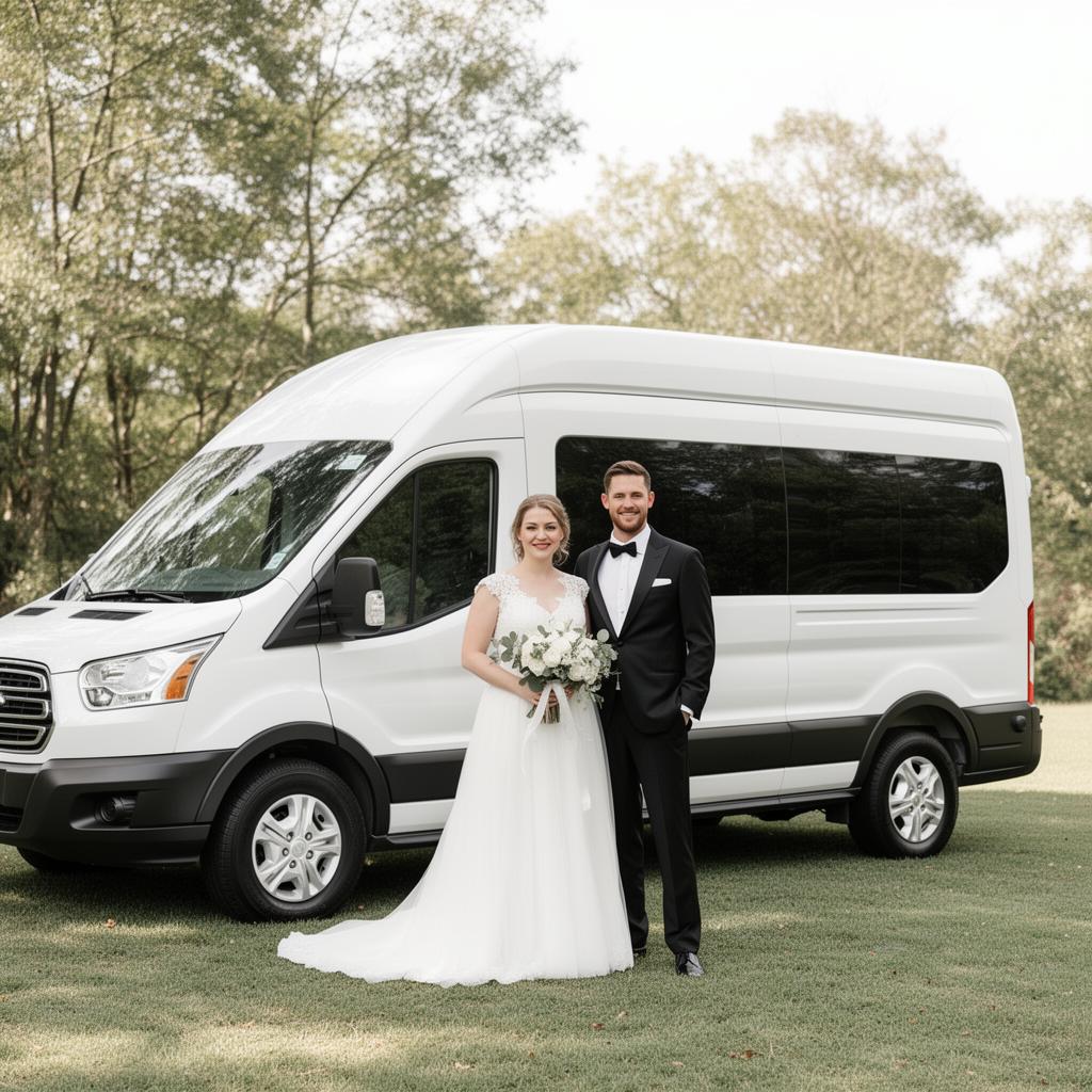 Wedding guest shuttle service with luxury vehicle